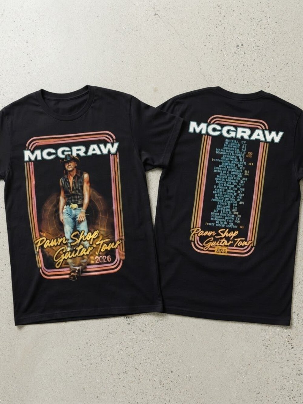 Tim McGraw Pawn Shop Guitar Tour 2026 Black T-Shirt S-4XL